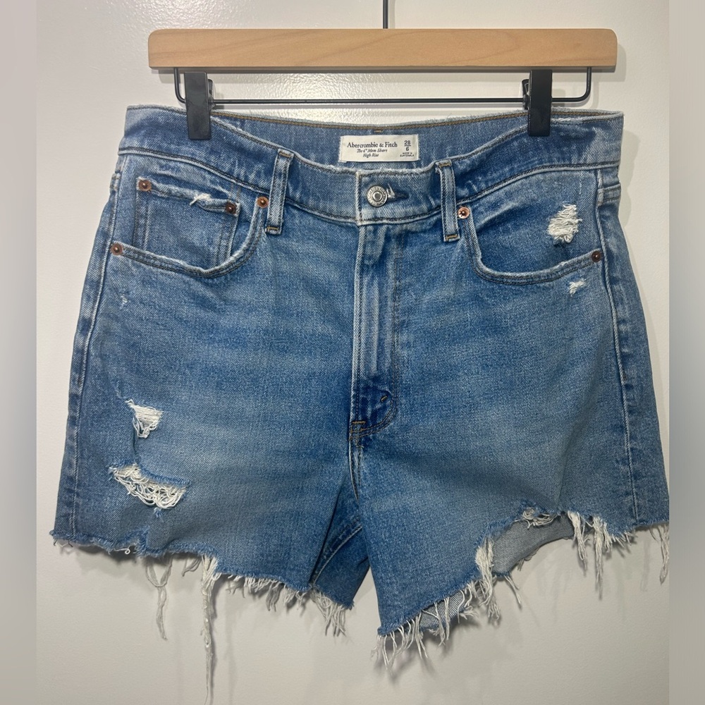 Abercrombie & Fitch Distressed Blue Denim Jean Shorts
